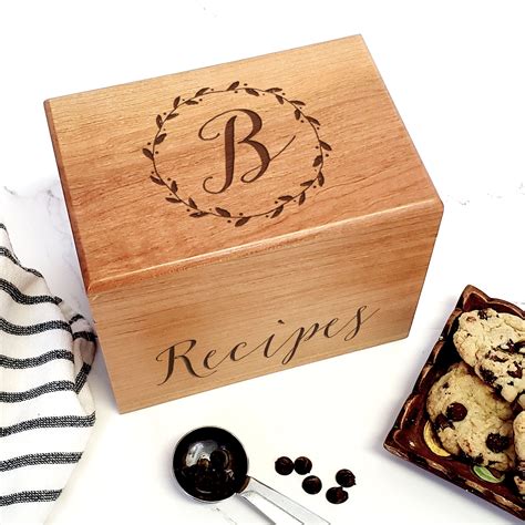 personalized metal recipe box|wooden recipe boxes.